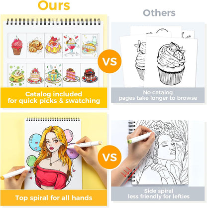 Ohuhu Colouring Books, Set of 4, Double-Sided, Bleedproof