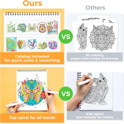 Ohuhu Colouring Book, Double-Sided, Bleedproof - Animals & Mandala
