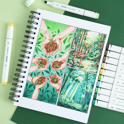 Ohuhu Oahu 40 Colours Dual Tip Alcohol Art Markers (New Packaging)