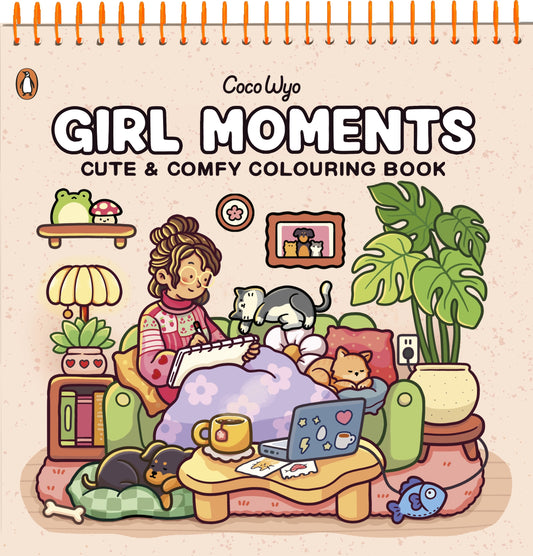 Girl Moments, Cute & Comfy Colouring Book by Coco Wyo (Spiral-bound)