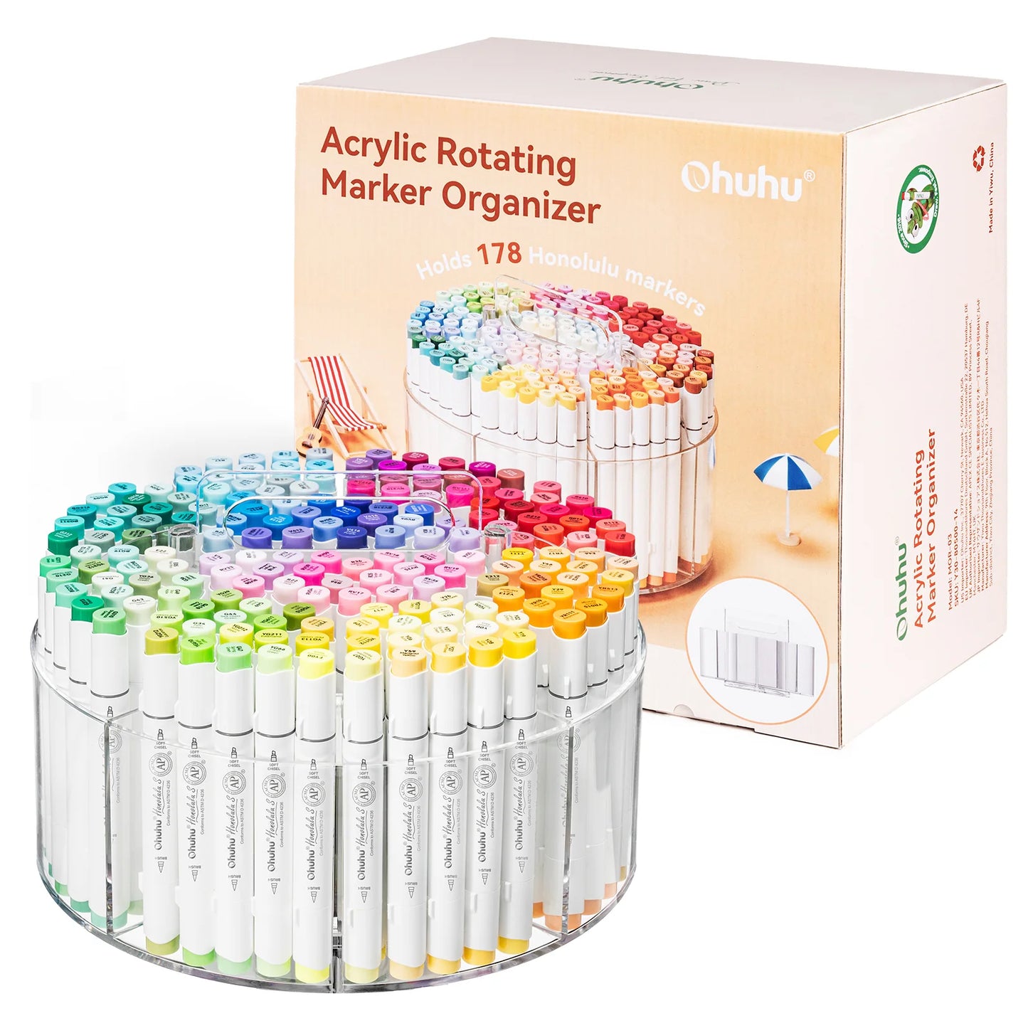 Ohuhu 360° Rotating Clear Acrylic Marker Organiser