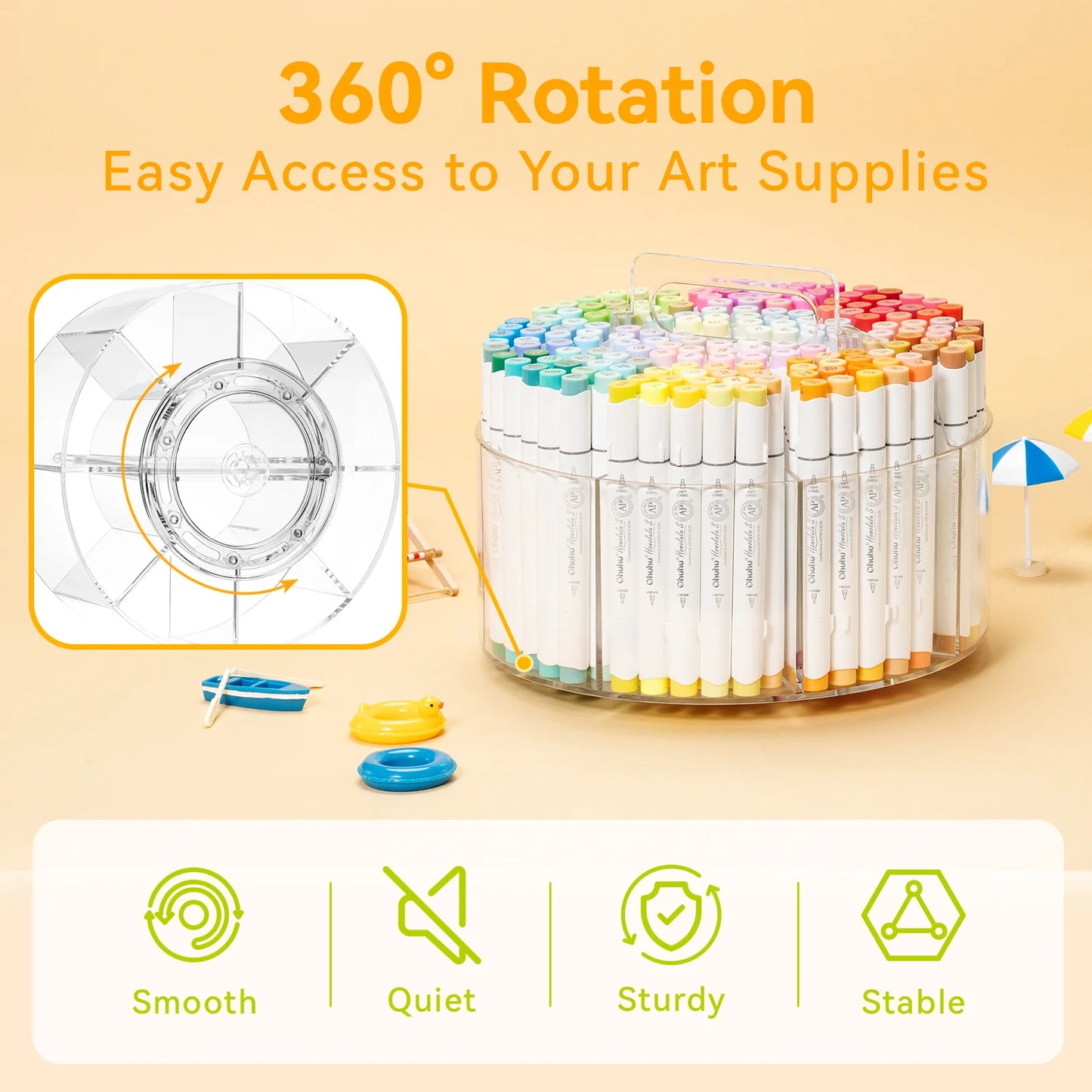 Ohuhu 360° Rotating Clear Acrylic Marker Organiser