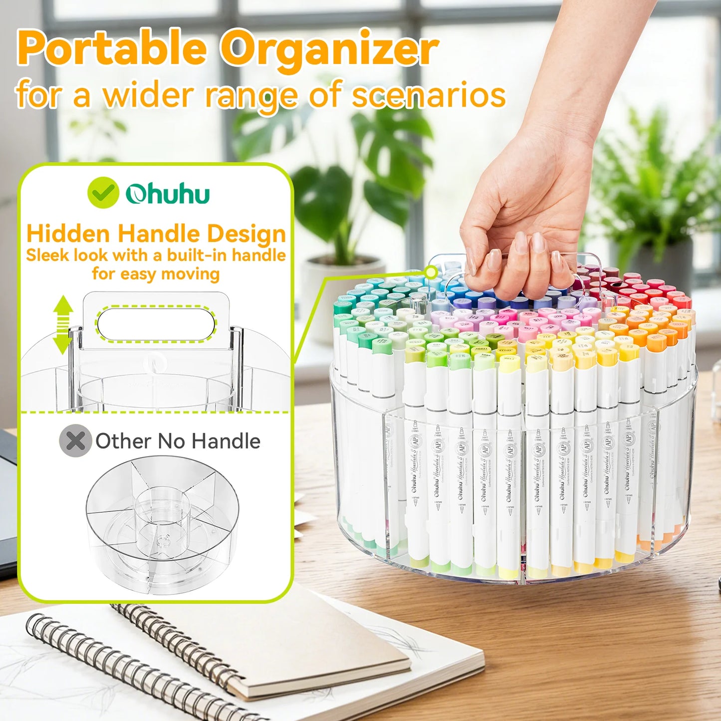 Ohuhu 360° Rotating Clear Acrylic Marker Organiser