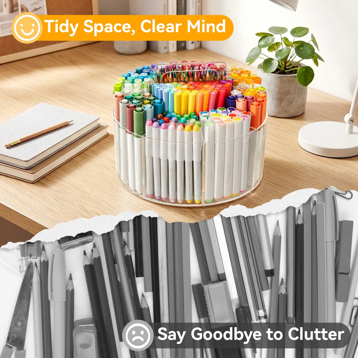 Ohuhu 360° Rotating Clear Acrylic Marker Organiser
