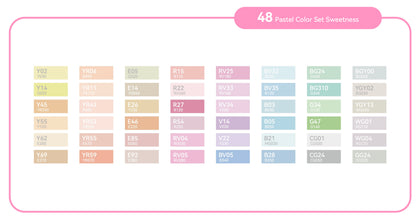 Ohuhu Honolulu B 48 Pastel Colours Dual Tip Alcohol Markers