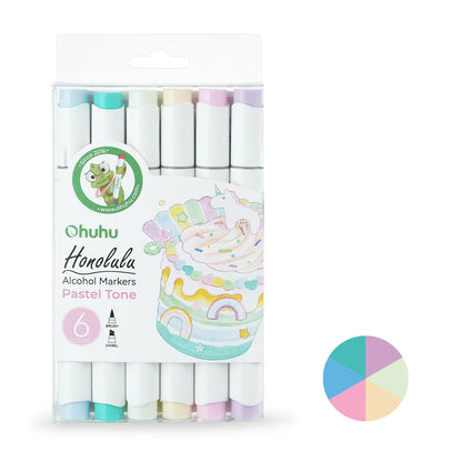 Ohuhu Honolulu 6 Pastel Colours Dual Tip Alcohol Art Markers
