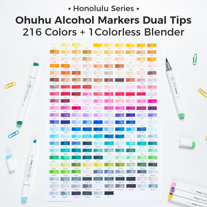 Ohuhu Honolulu 216 Colours Dual Tip Alcohol Art Markers