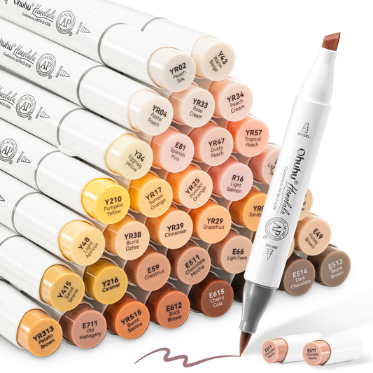 Ohuhu Honolulu 36 Skin Tone Colours Dual Tip Alcohol Markers