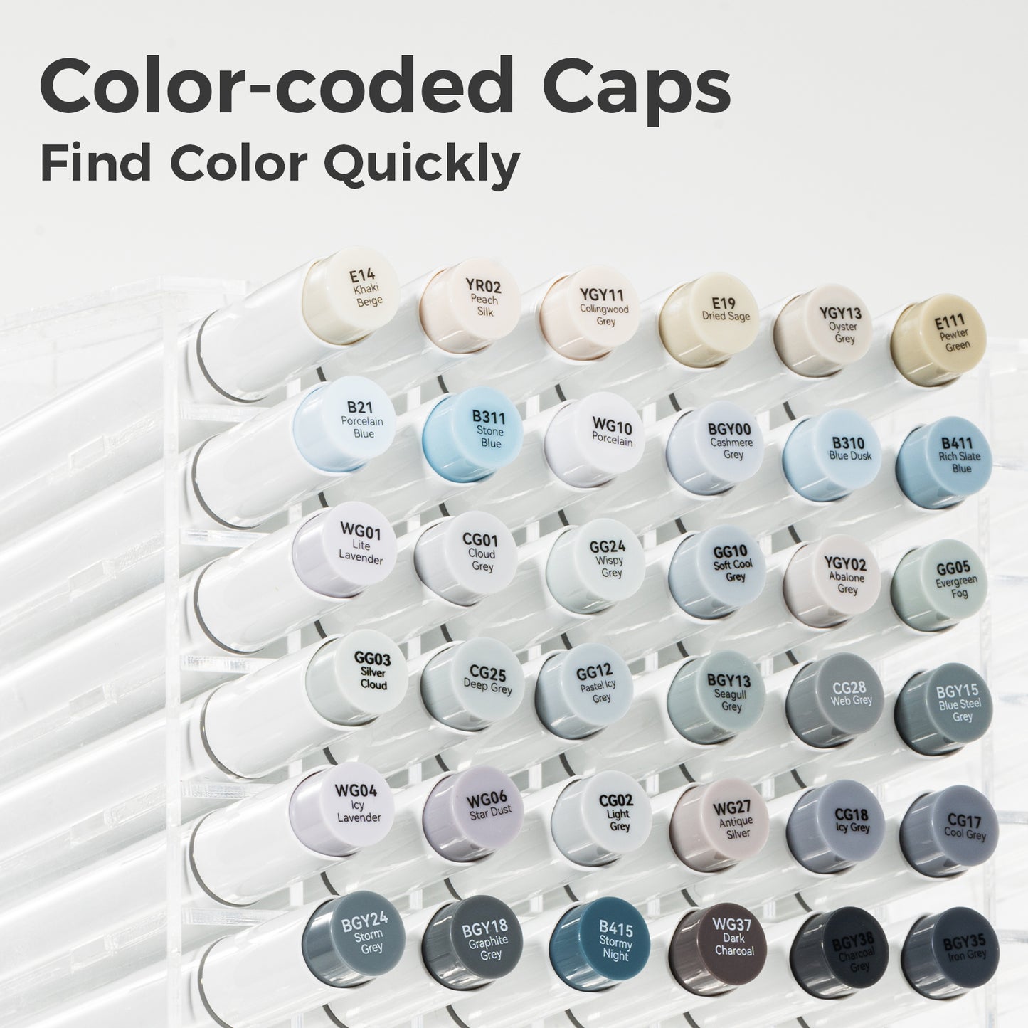 Ohuhu Honolulu 36 Grey Tone Colours Dual Tip Alcohol Markers
