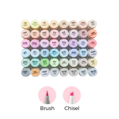 Ohuhu Honolulu "Sweetness" 48 Pastel Colours Dual Tip Alcohol Markers