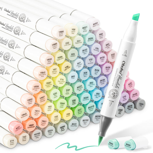 Ohuhu Honolulu "Sweetness" and "Blossoming" 96 Pastel Colours Dual Tip Alcohol Markers