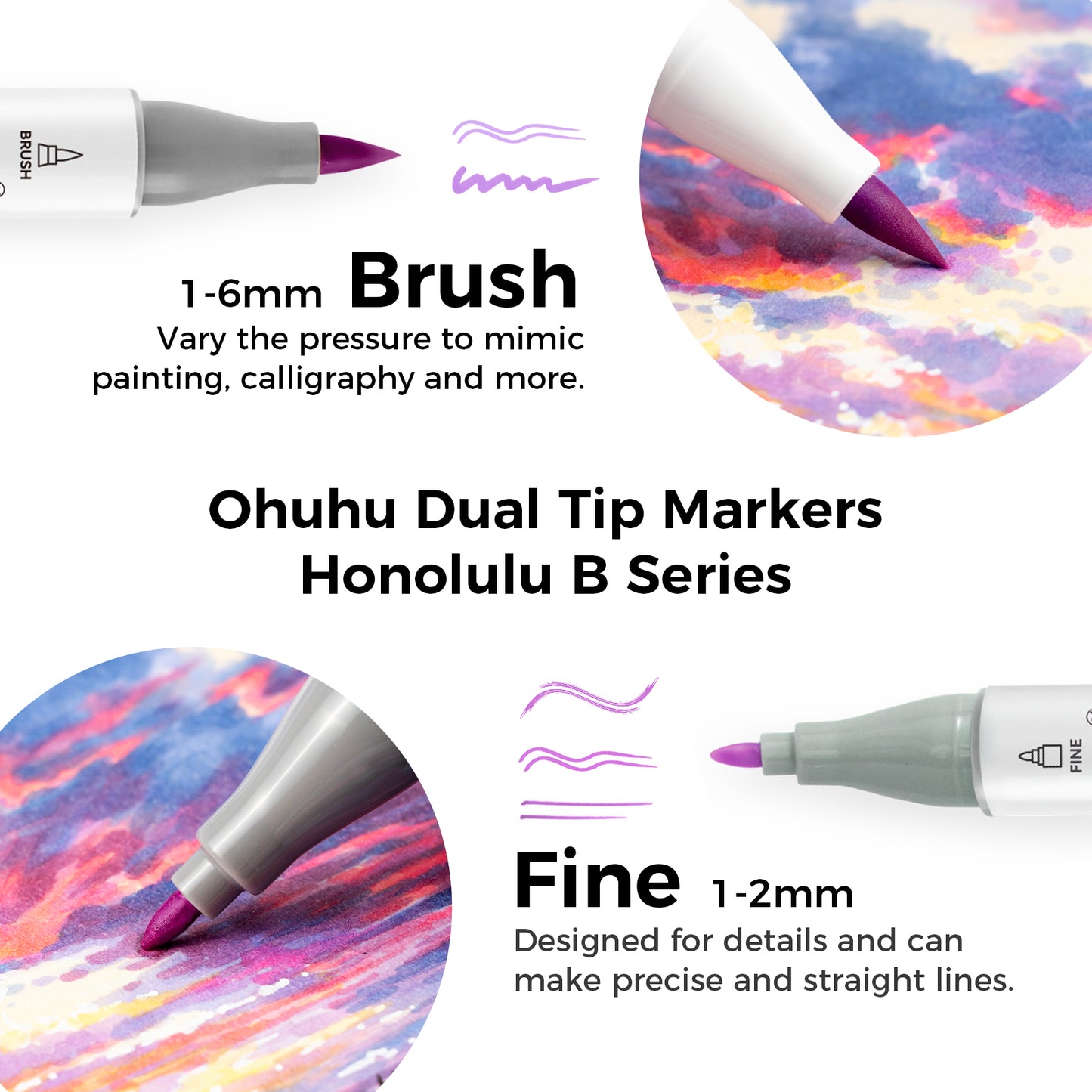 Ohuhu Honolulu B 104 Colours Dual Tip Alcohol Art Markers