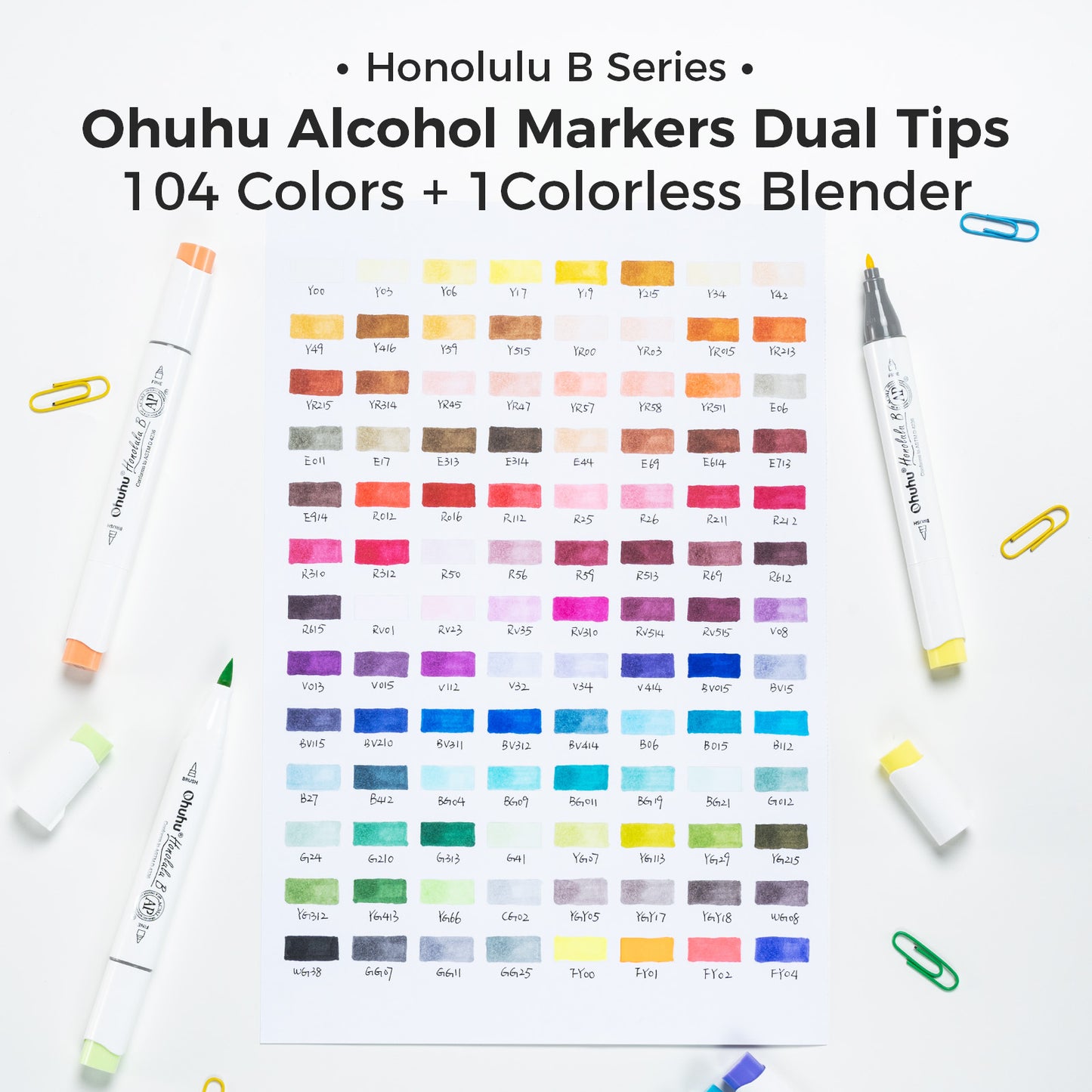 Ohuhu Honolulu B 104 Colours Dual Tip Alcohol Art Markers
