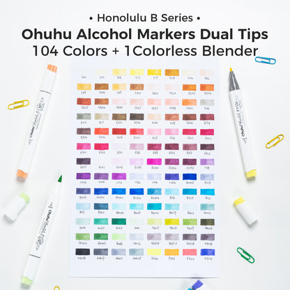 Ohuhu Honolulu B 104 Colours Dual Tip Alcohol Art Markers