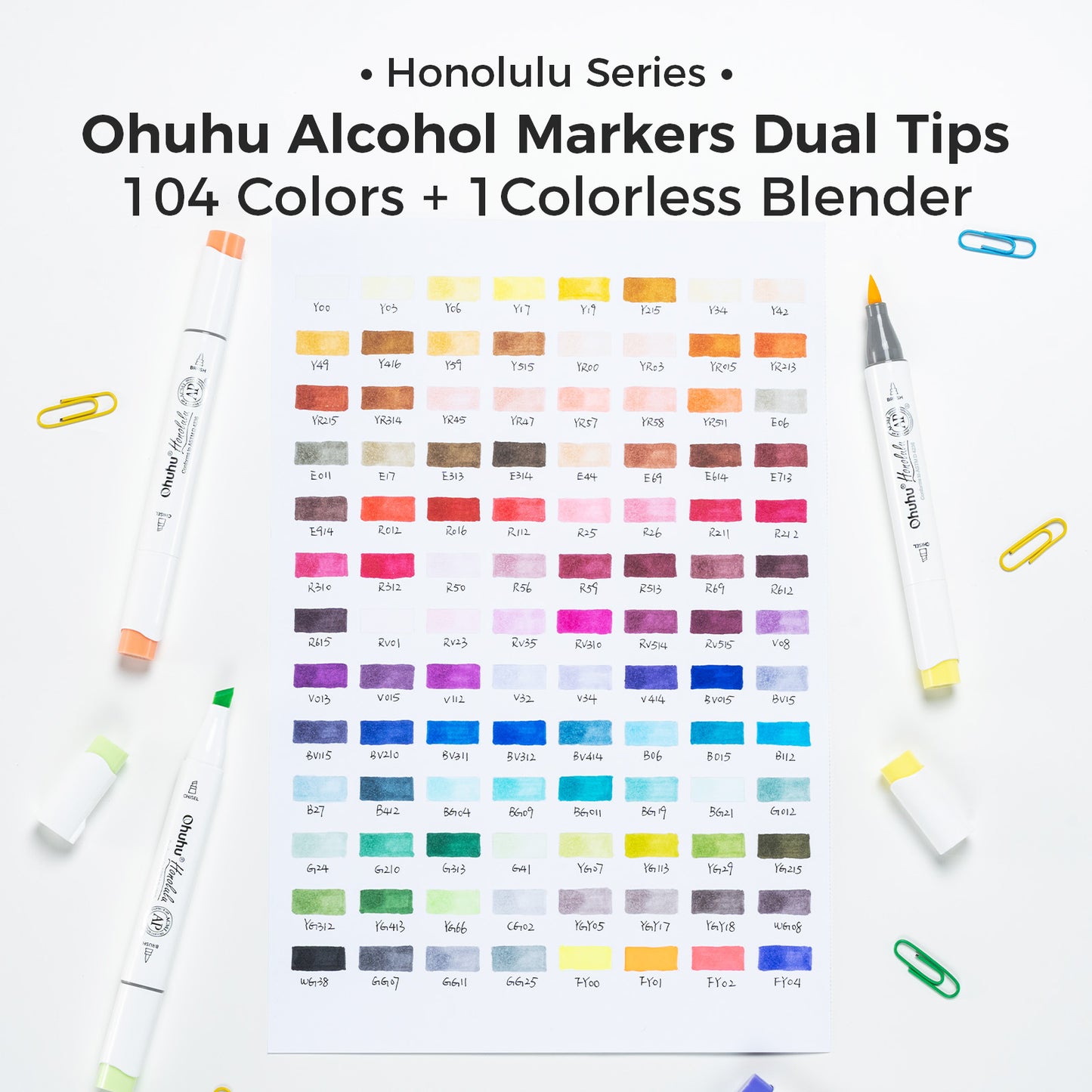 Ohuhu Honolulu 104 Colours Dual Tip Alcohol Art Markers