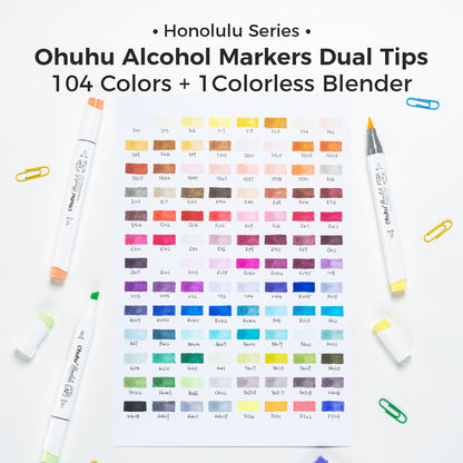 Ohuhu Honolulu 104 Colours Dual Tip Alcohol Art Markers