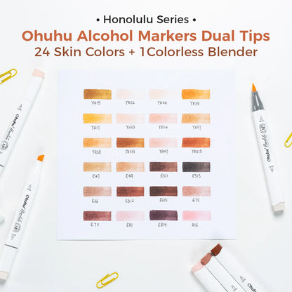 Ohuhu Honolulu B 24 Skin Tone Colours Dual Tip Alcohol Markers