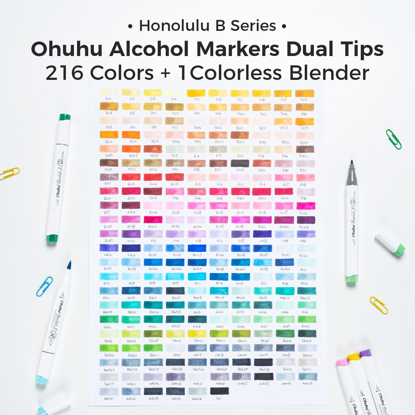 Ohuhu Honolulu B 216 Colours Dual Tip Alcohol Art Markers