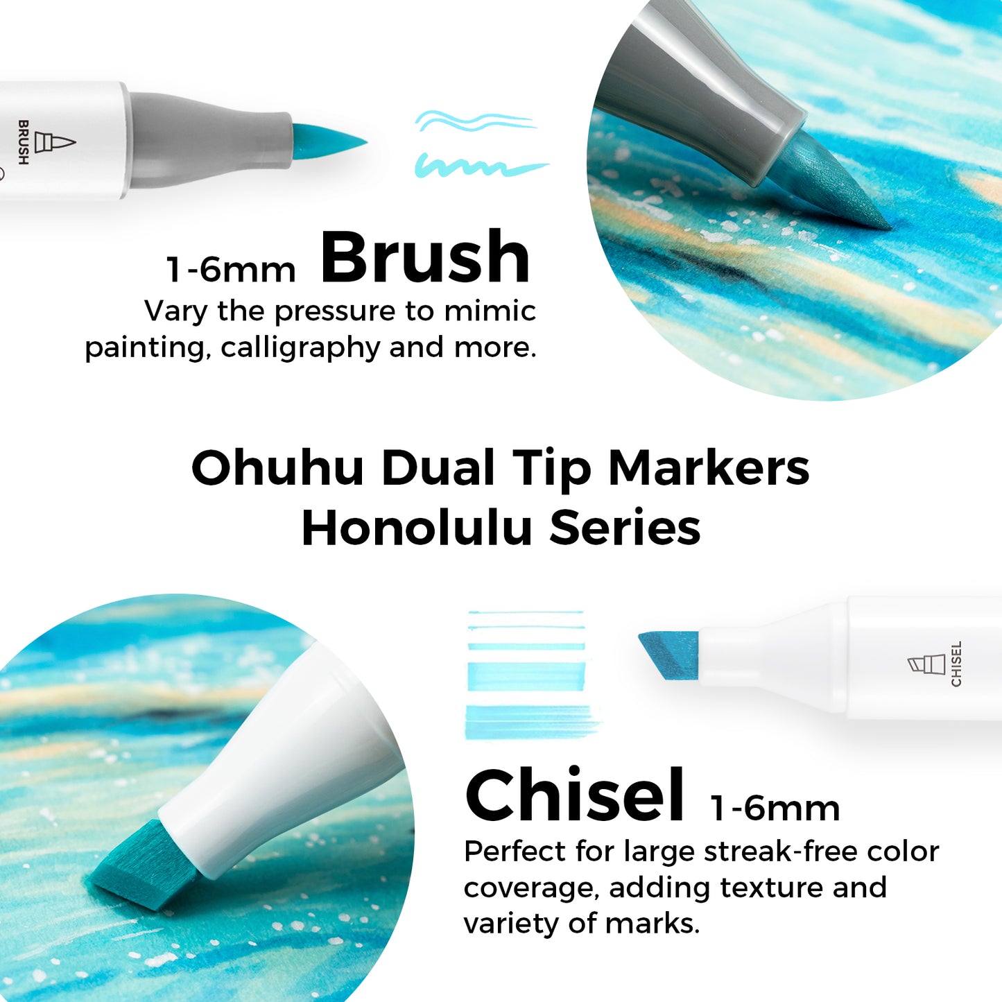 Ohuhu Honolulu "Sweetness" 48 Pastel Colours Dual Tip Alcohol Markers