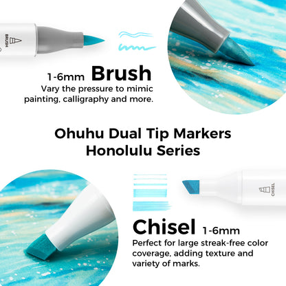 Ohuhu Honolulu "Sweetness" 48 Pastel Colours Dual Tip Alcohol Markers