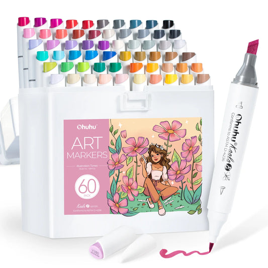 Ohuhu Kaala B 60 Colours Dual Tip Alcohol Markers, Illustration Tones