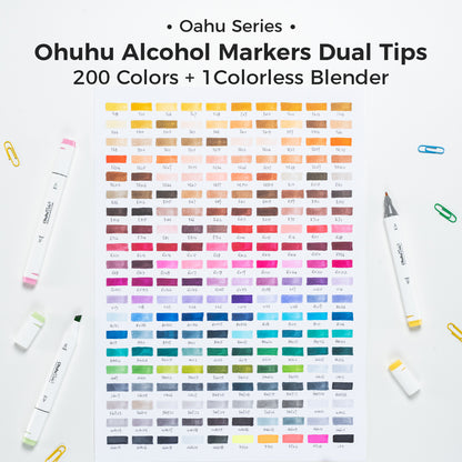 Ohuhu Oahu 200 Colours Dual Tip Alcohol Art Markers