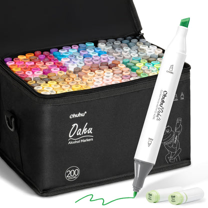 Ohuhu Oahu 200 Colours Dual Tip Alcohol Art Markers