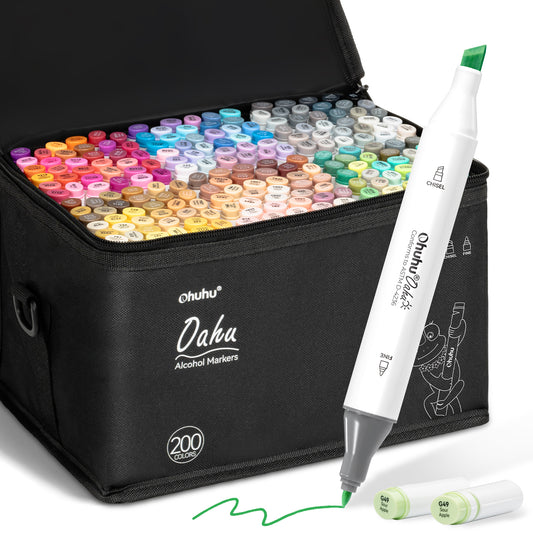 Ohuhu Oahu 200 Colours Dual Tip Alcohol Art Markers
