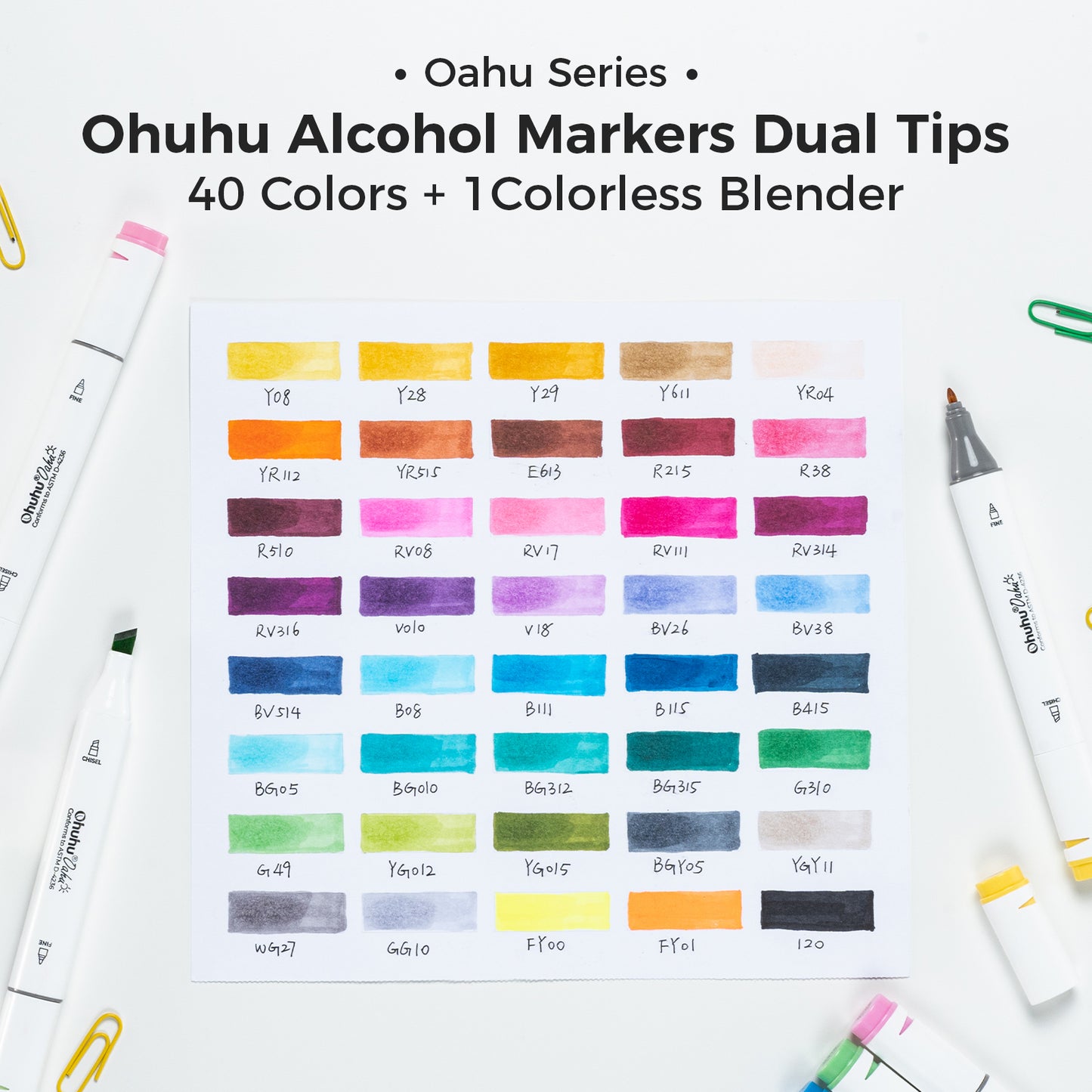 Ohuhu Oahu 40 Colours Dual Tip Alcohol Art Markers