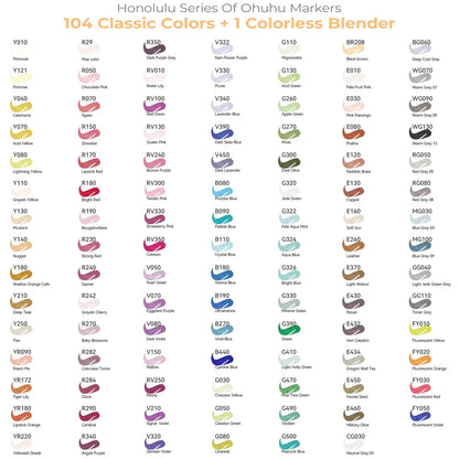 Ohuhu Honolulu B 104 Colours Dual Tip Alcohol Art Markers