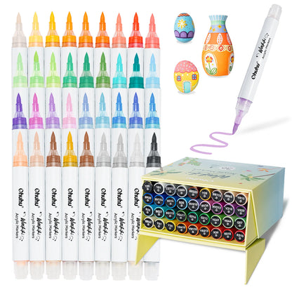 Ohuhu Waikiki 36 Colours Acrylic Paint Markers, Top-Pump, Brush Tip