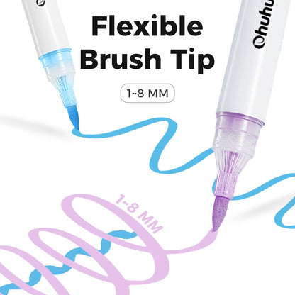 Ohuhu Waikiki 36 Colours Acrylic Paint Markers, Top-Pump, Brush Tip