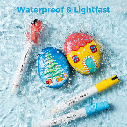 Ohuhu Waikiki 36 Colours Acrylic Paint Markers, Top-Pump, Brush Tip