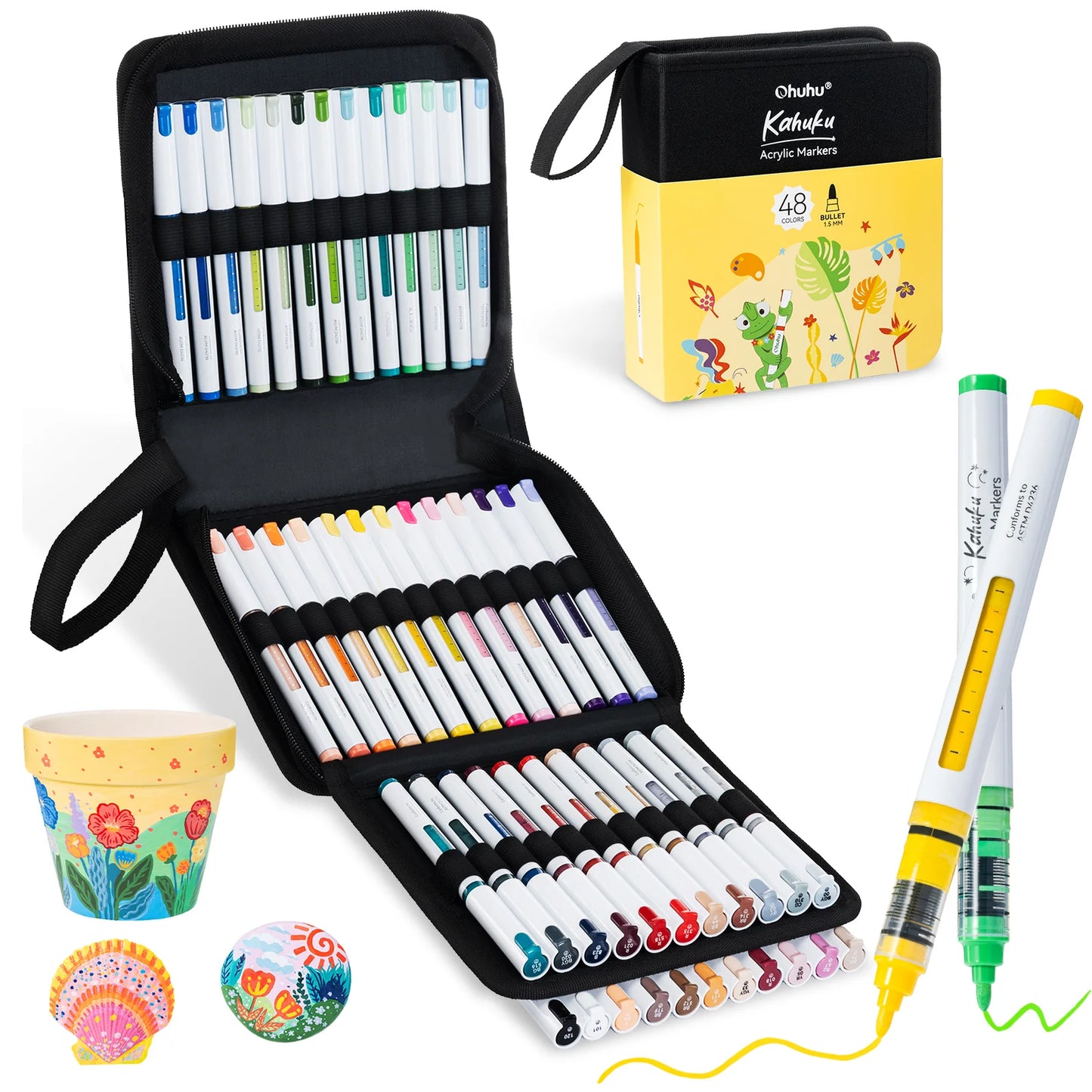 Ohuhu Kahuku 48 Direct-ink Acrylic Paint Markers, Bullet Tip