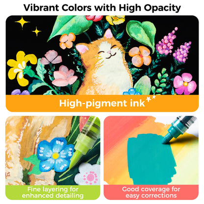 Ohuhu Kahuku 48 Direct-ink Acrylic Paint Markers, Bullet Tip
