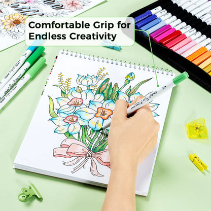 Ohuhu Pupe B 40 Paper-friendly Markers and Colouring Book Set