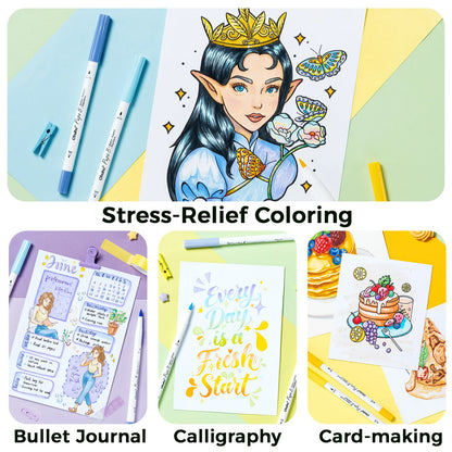 Ohuhu Pupe B 40 Paper-friendly Markers and Colouring Book Set