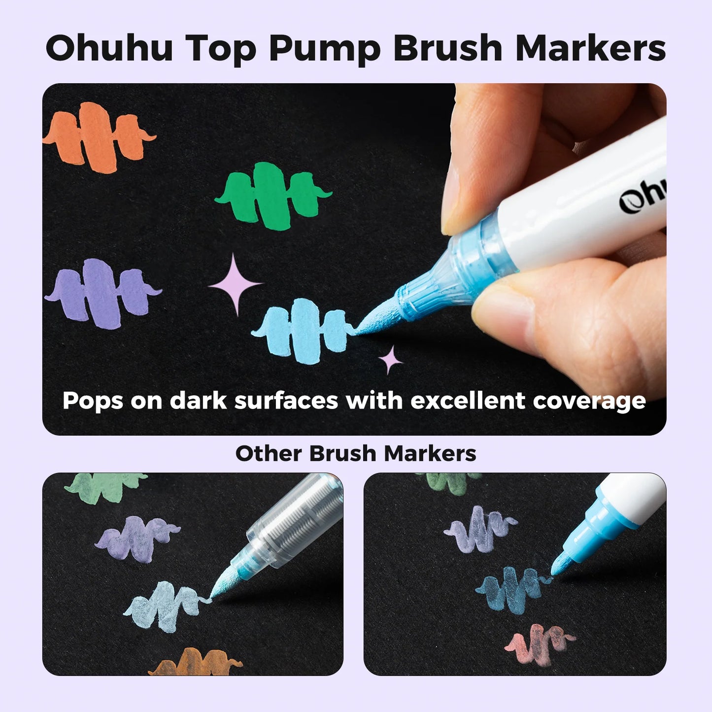 Ohuhu Waikiki 36 Colours Acrylic Paint Markers, Top-Pump, Brush Tip