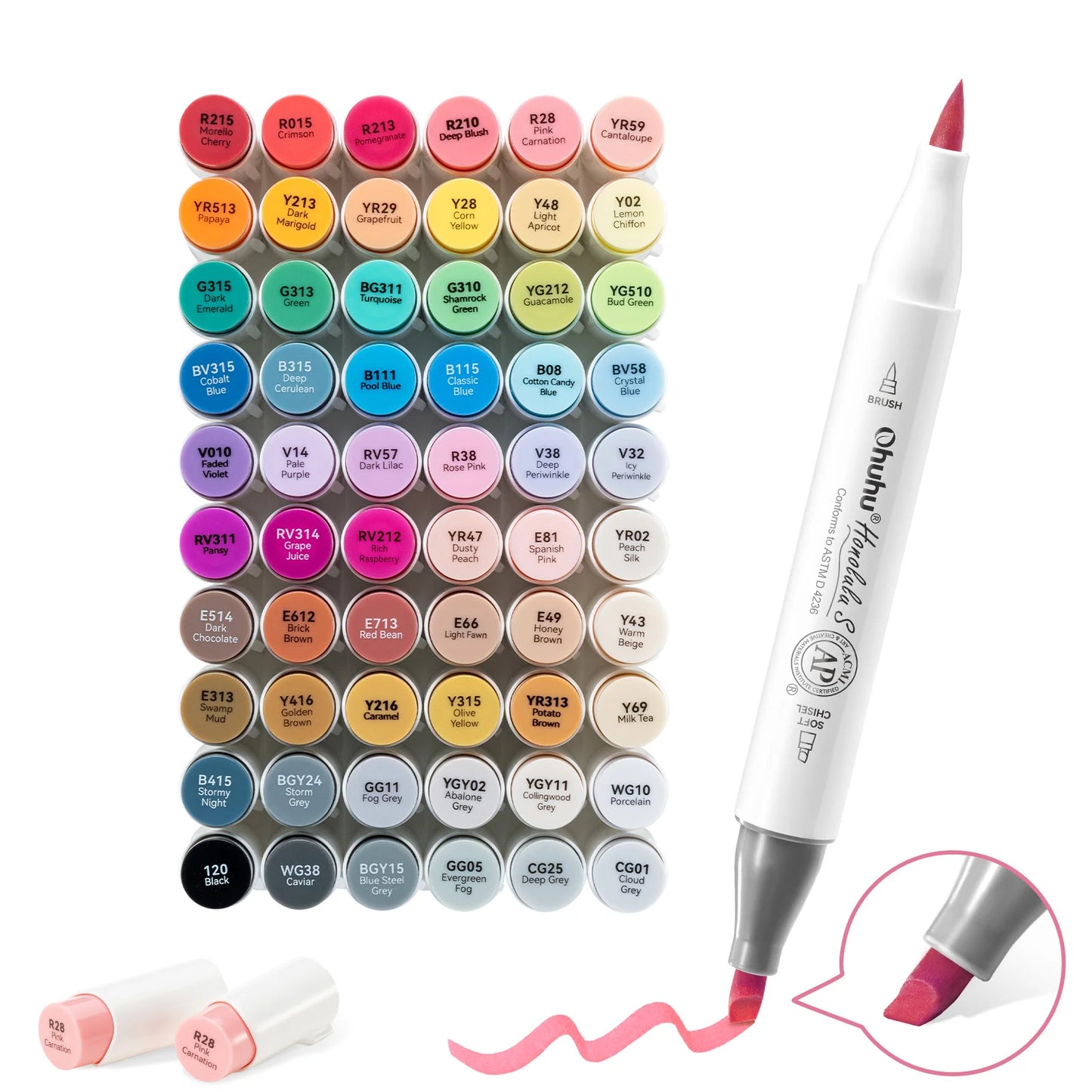Ohuhu Honolulu S 60 Colours Dual Tip Alcohol Art Markers, Illustration Tones