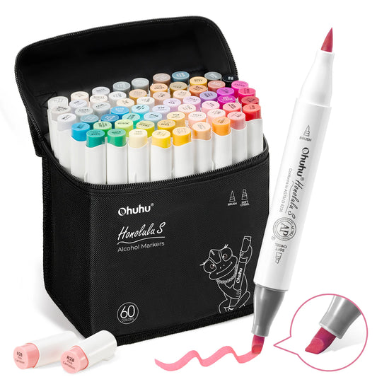 Ohuhu Honolulu S 60 Colours Dual Tip Alcohol Art Markers, Illustration Tones