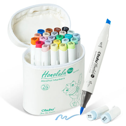 Ohuhu Honolulu Plus 24 Colours Dual Tip Alcohol Art Markers