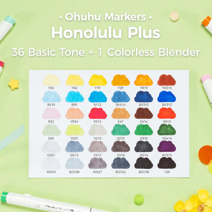 Ohuhu Honolulu Plus 36 Colours Dual Tip Alcohol Art Markers