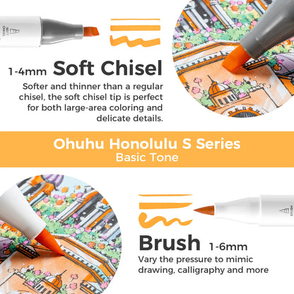 Ohuhu Honolulu S 48 Colours Dual Tip Alcohol Art Markers