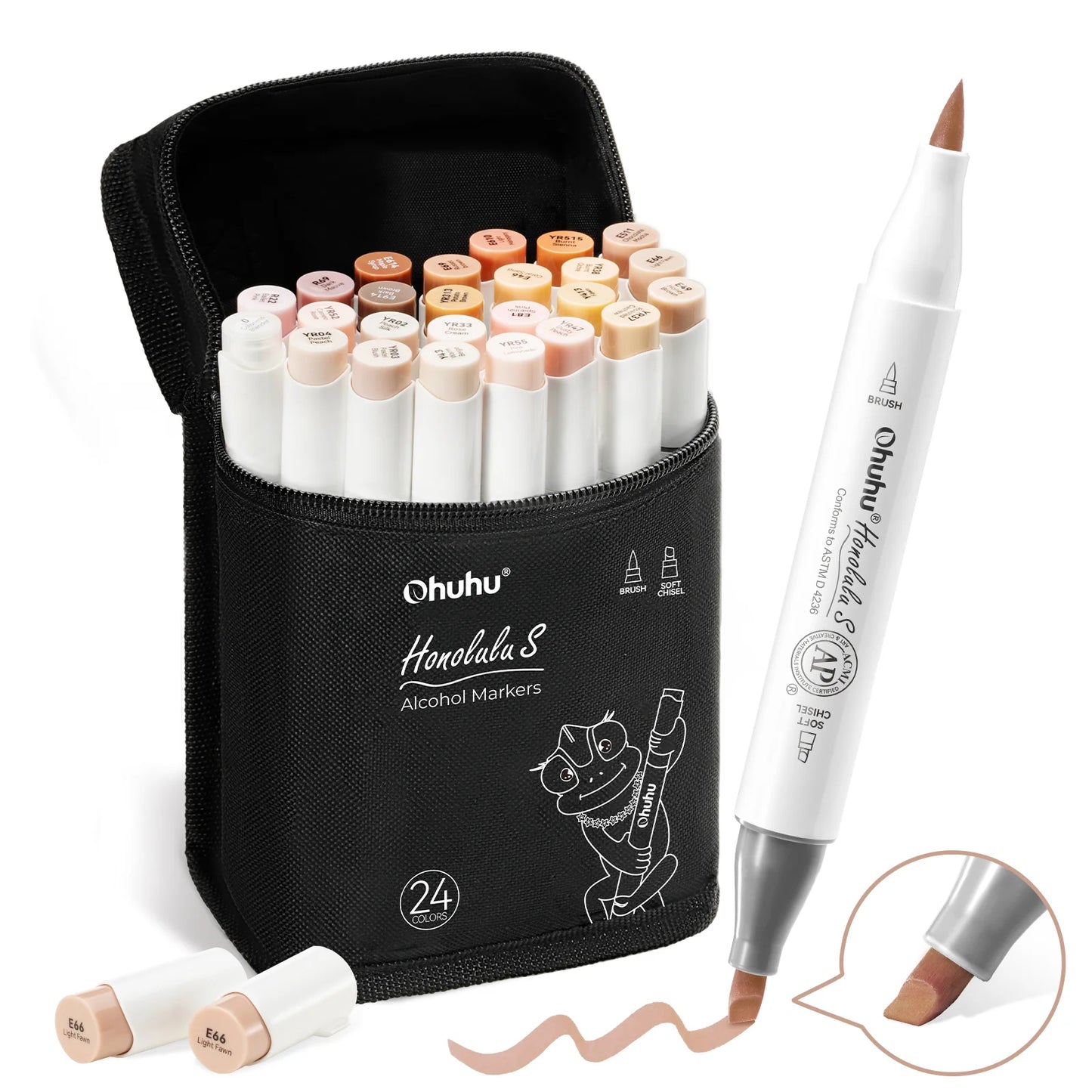 Ohuhu Honolulu S 24 Skin Tone Colours Dual Tip Alcohol Art Markers