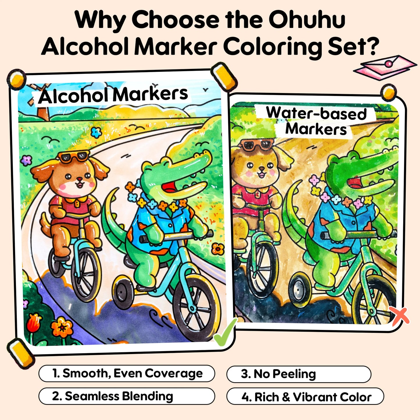 Ohuhu Honolulu B 48 Colours Alcohol Markers with Colouring Book