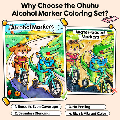 Ohuhu Honolulu B 48 Colours Alcohol Markers with Colouring Book