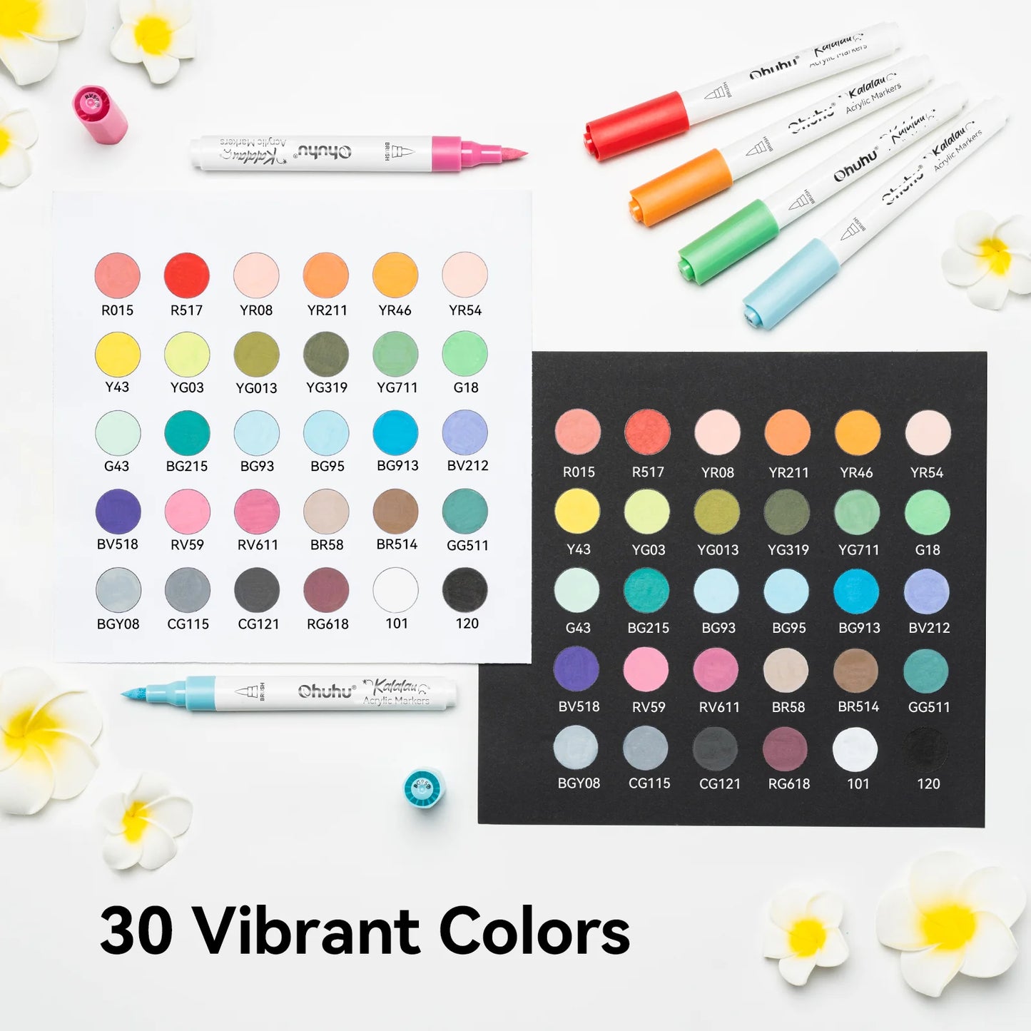 Ohuhu Kalalau 30 Colours Cotton-Core Acrylic Markers