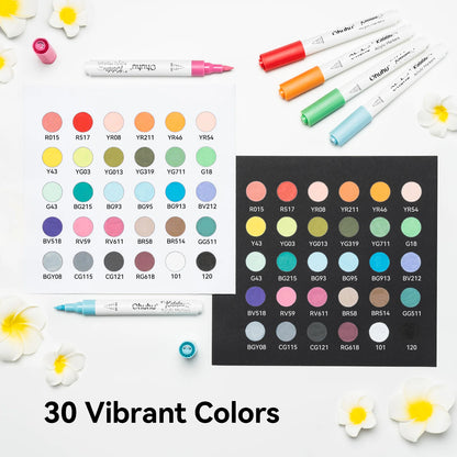 Ohuhu Kalalau 30 Colours Cotton-Core Acrylic Markers