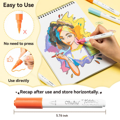 Ohuhu Kalalau 30 Colours Cotton-Core Acrylic Markers