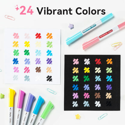 Ohuhu Waimoku 24 Colours Automatic Ink Control Acrylic Markers, Brush & Bullet